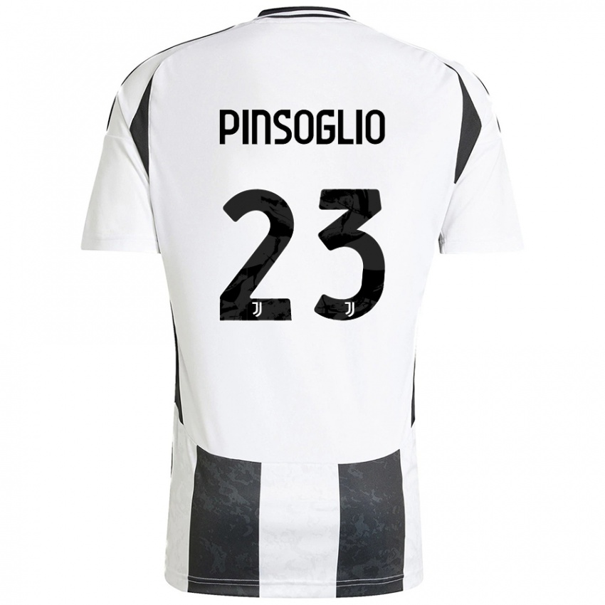 Gyermek Carlo Pinsoglio #23 Fehér Fekete Hazai Jersey 2024/25 Mez Póló Ing