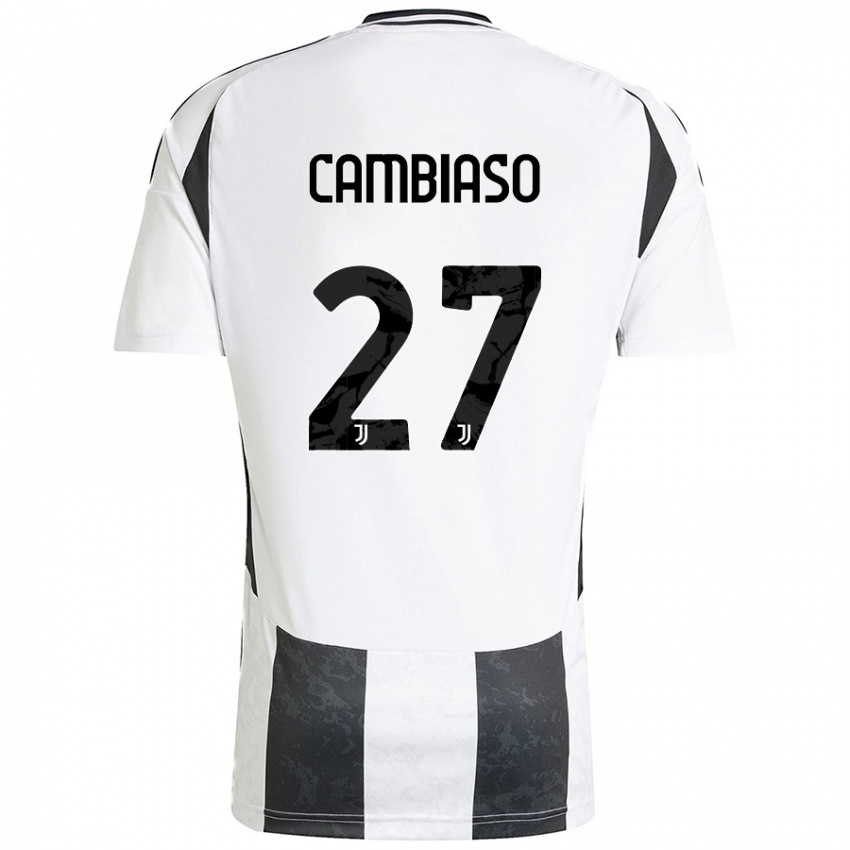 Gyermek Andrea Cambiaso #27 Fehér Fekete Hazai Jersey 2024/25 Mez Póló Ing