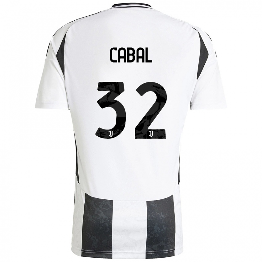 Gyermek Juan Cabal #32 Fehér Fekete Hazai Jersey 2024/25 Mez Póló Ing