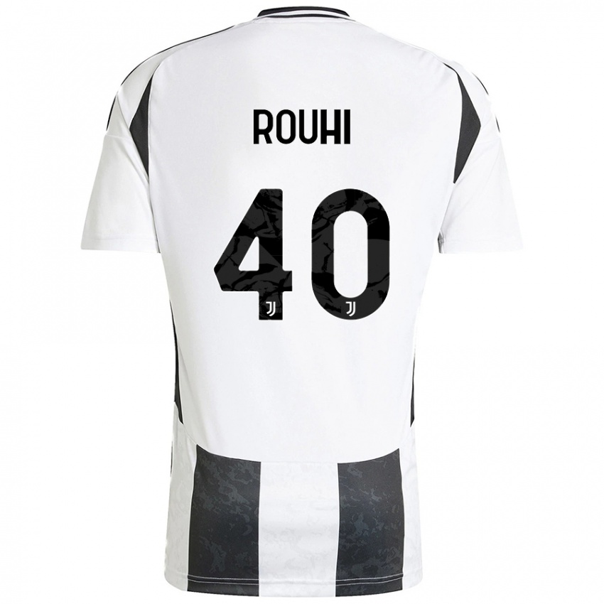 Gyermek Jonas Rouhi #40 Fehér Fekete Hazai Jersey 2024/25 Mez Póló Ing