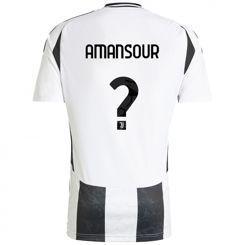 Gyermek Adam Amansour #0 Fehér Fekete Hazai Jersey 2024/25 Mez Póló Ing