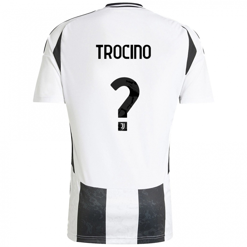 Gyermek Luca Trocino #0 Fehér Fekete Hazai Jersey 2024/25 Mez Póló Ing