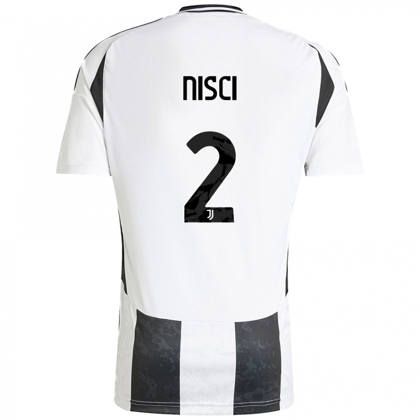 Gyermek Alessandro Nisci #2 Fehér Fekete Hazai Jersey 2024/25 Mez Póló Ing