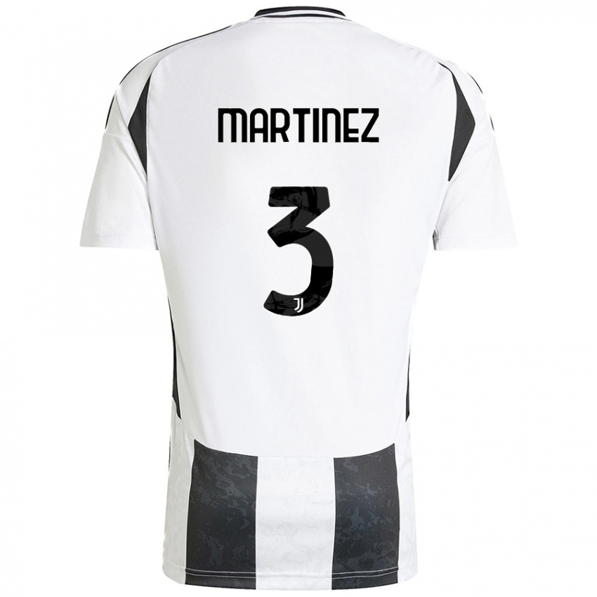 Gyermek Bruno Martinez #3 Fehér Fekete Hazai Jersey 2024/25 Mez Póló Ing