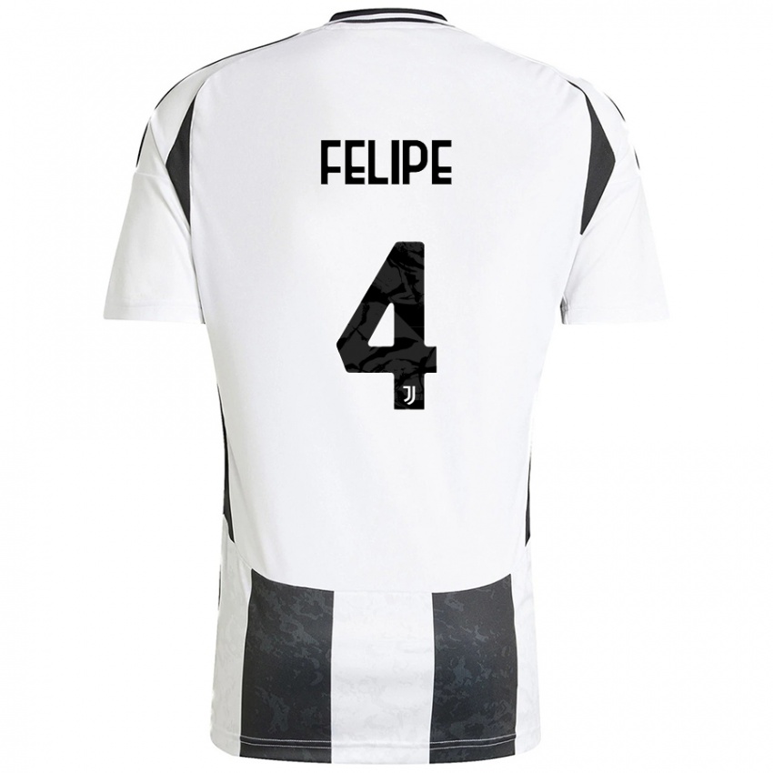 Gyermek Pedro Felipe #4 Fehér Fekete Hazai Jersey 2024/25 Mez Póló Ing