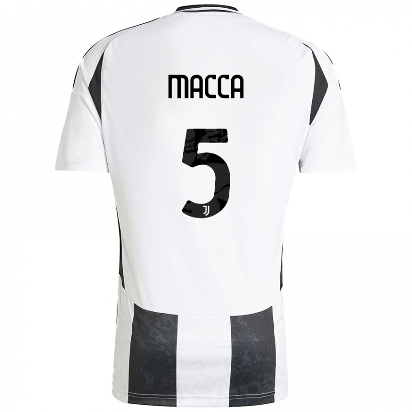 Gyermek Federico Macca #5 Fehér Fekete Hazai Jersey 2024/25 Mez Póló Ing