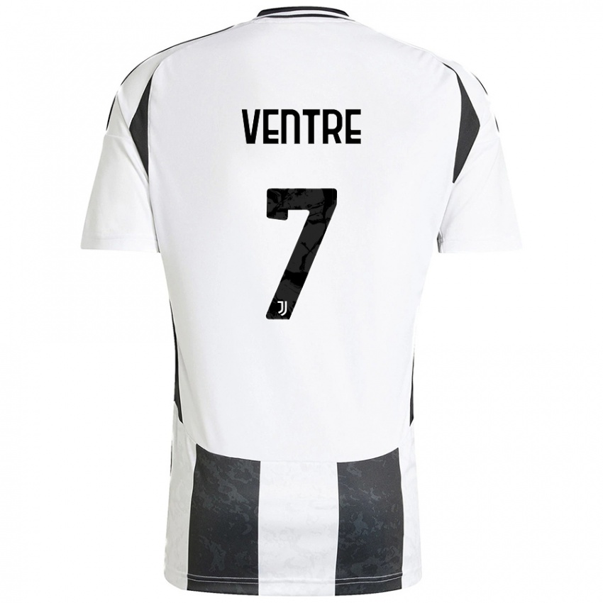 Gyermek Alessandro Ventre #7 Fehér Fekete Hazai Jersey 2024/25 Mez Póló Ing