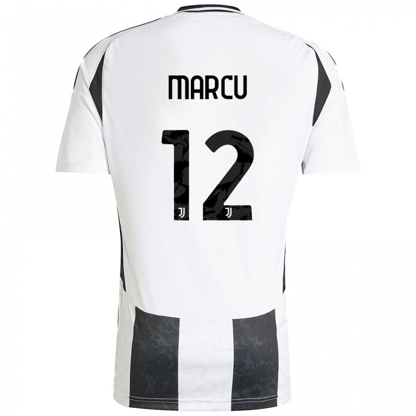 Gyermek Alessio Marcu #12 Fehér Fekete Hazai Jersey 2024/25 Mez Póló Ing