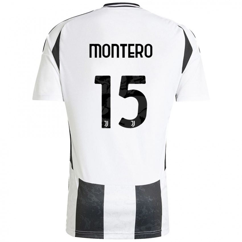 Gyermek Alfonso Montero #15 Fehér Fekete Hazai Jersey 2024/25 Mez Póló Ing