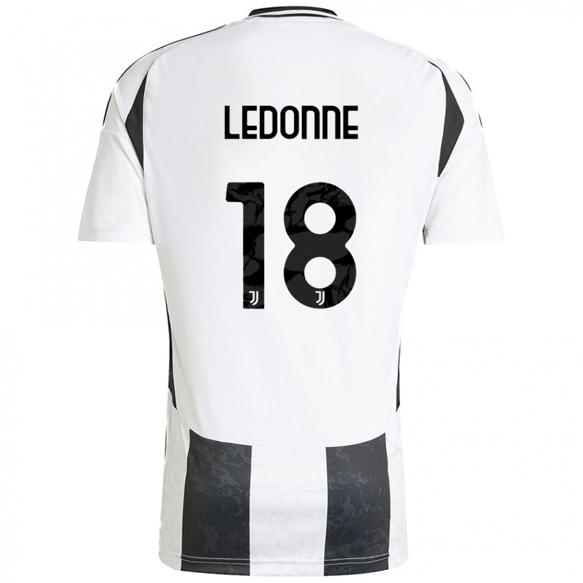 Gyermek Nicolò Ledonne #18 Fehér Fekete Hazai Jersey 2024/25 Mez Póló Ing