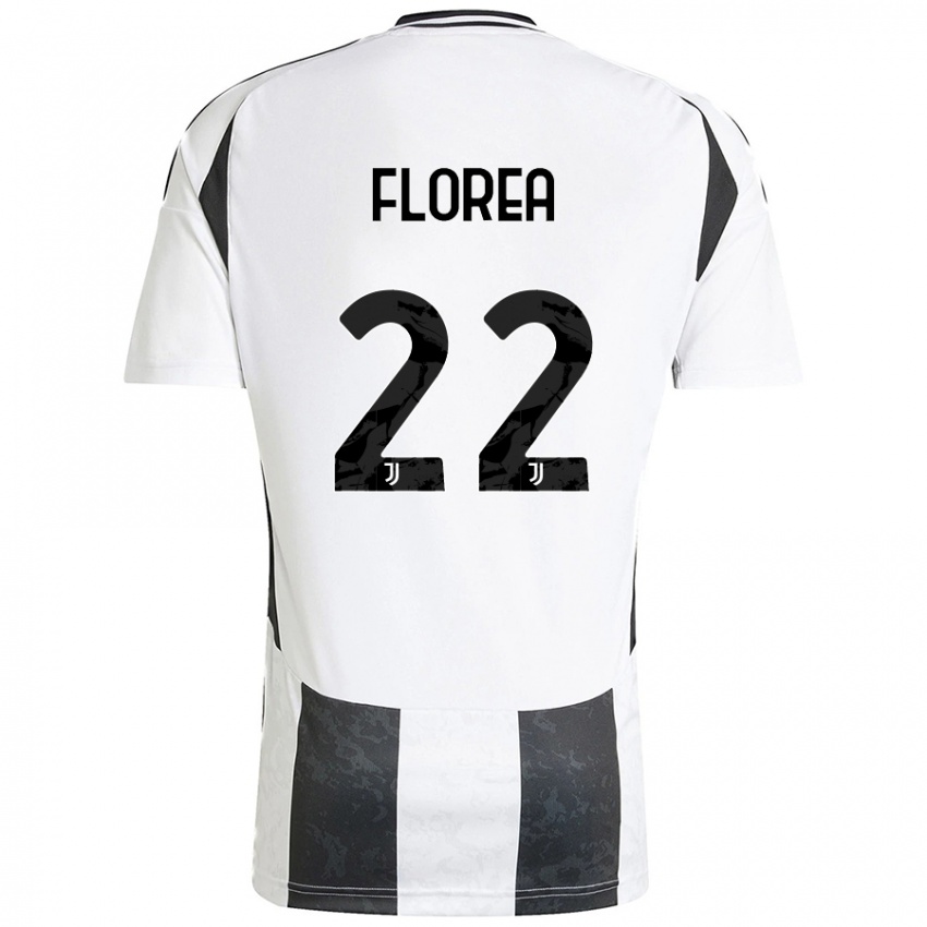 Gyermek Andrei Florea #22 Fehér Fekete Hazai Jersey 2024/25 Mez Póló Ing