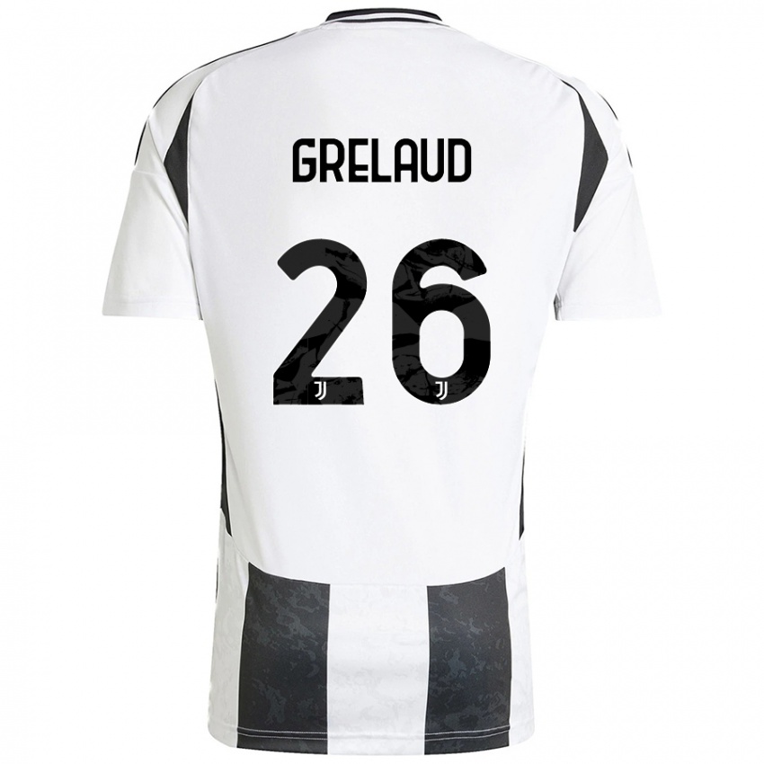 Gyermek Josue Grelaud #26 Fehér Fekete Hazai Jersey 2024/25 Mez Póló Ing