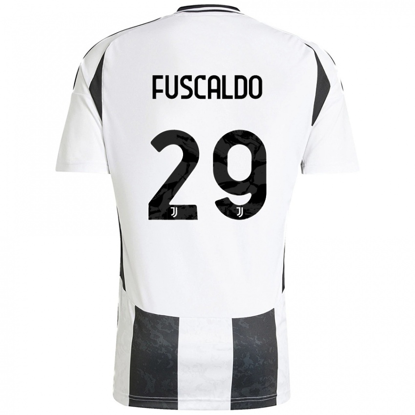 Gyermek Matteo Fuscaldo #29 Fehér Fekete Hazai Jersey 2024/25 Mez Póló Ing