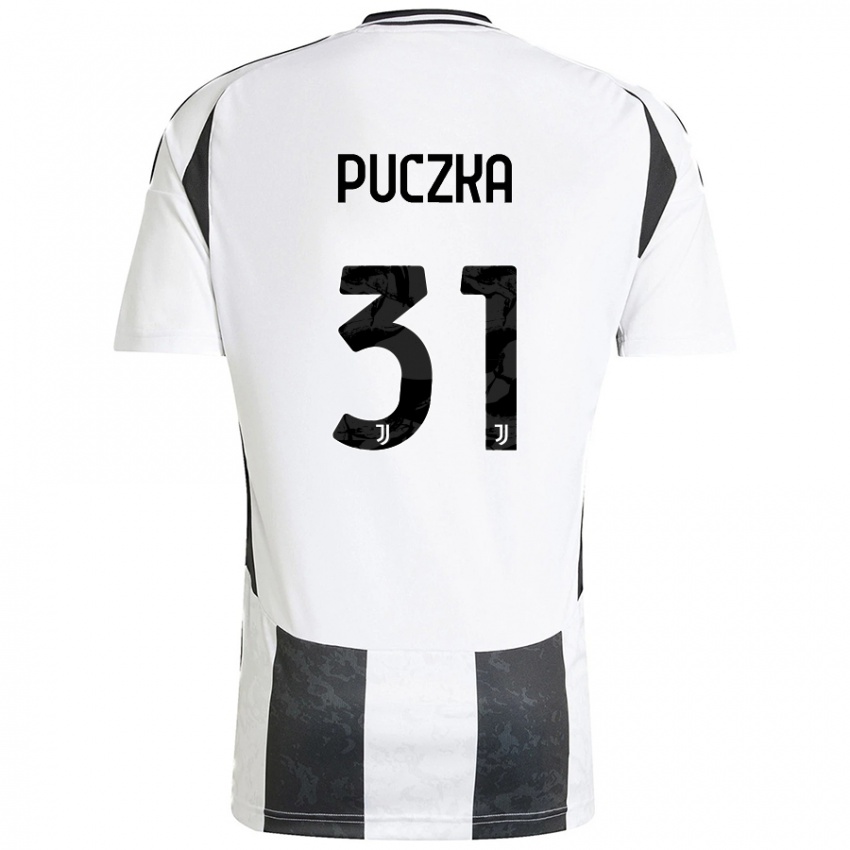 Gyermek David Puczka #31 Fehér Fekete Hazai Jersey 2024/25 Mez Póló Ing