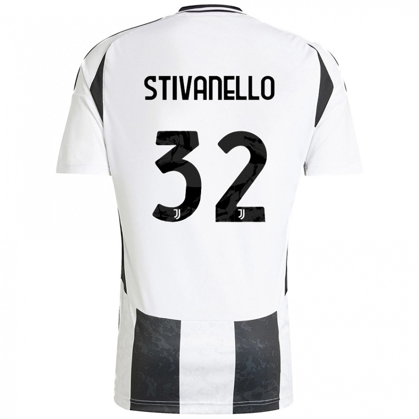 Gyermek Riccardo Stivanello #32 Fehér Fekete Hazai Jersey 2024/25 Mez Póló Ing