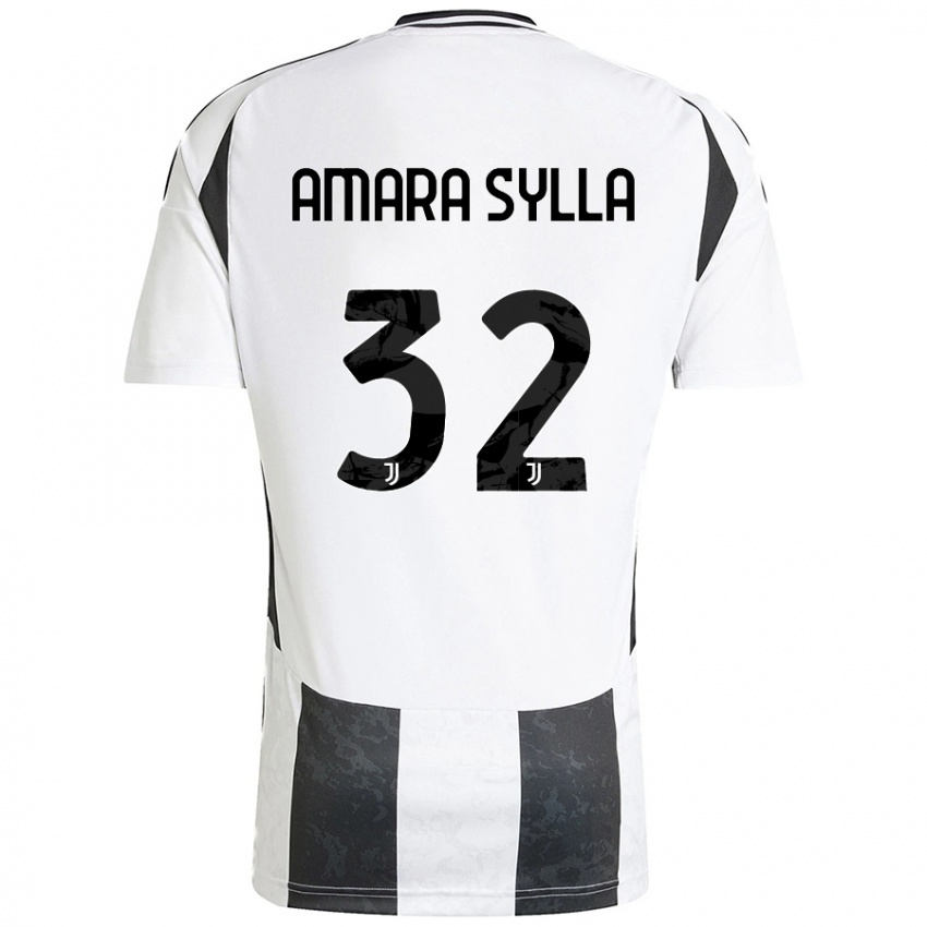 Gyermek Idris Amara Sylla #32 Fehér Fekete Hazai Jersey 2024/25 Mez Póló Ing