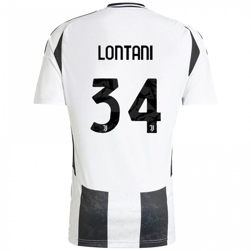 Gyermek Matteo Lontani #34 Fehér Fekete Hazai Jersey 2024/25 Mez Póló Ing