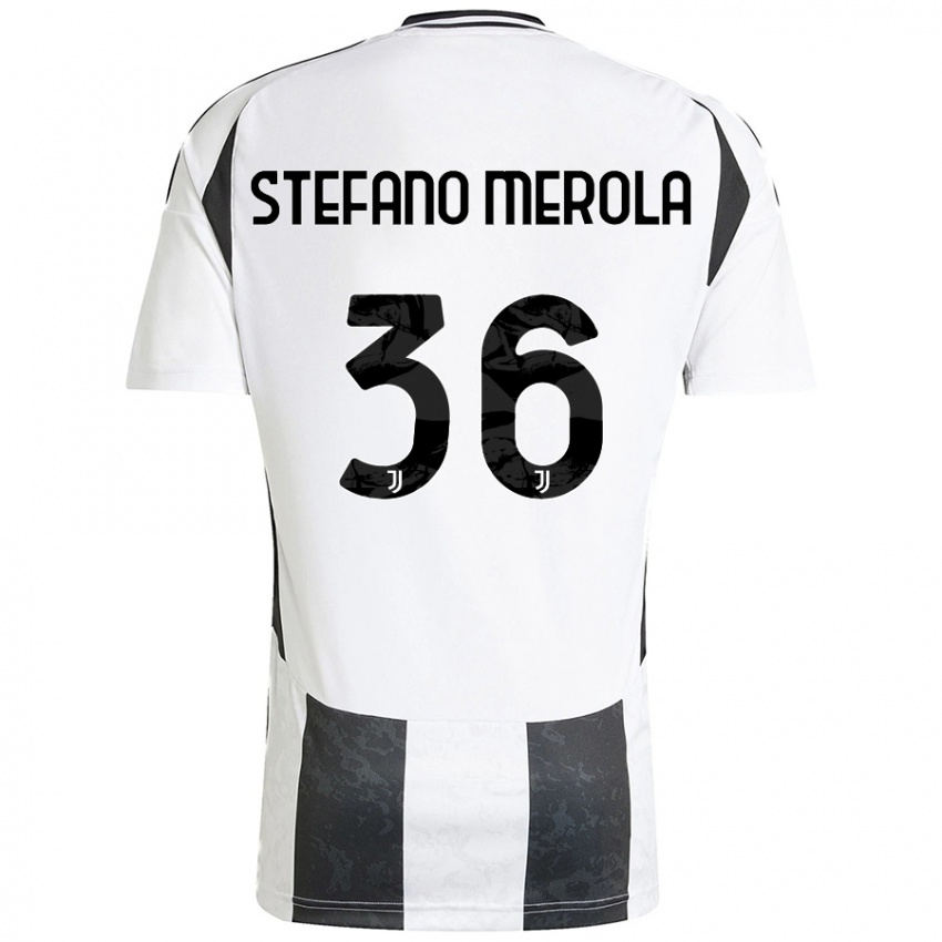 Gyermek Antonio Stefano Merola #36 Fehér Fekete Hazai Jersey 2024/25 Mez Póló Ing