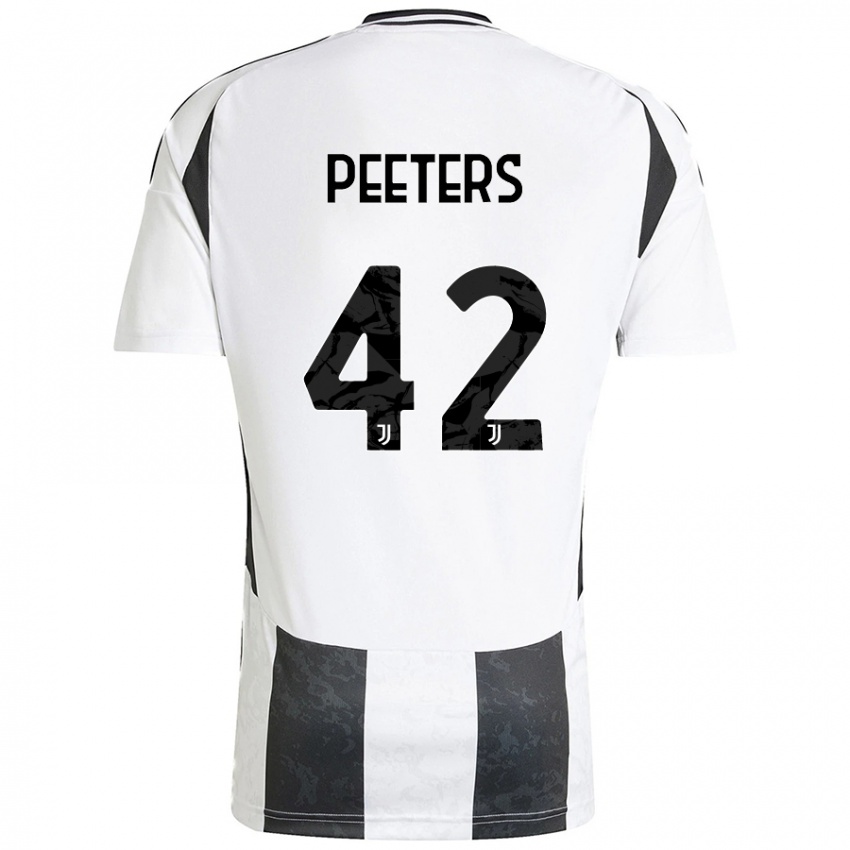 Gyermek Daouda Peeters #42 Fehér Fekete Hazai Jersey 2024/25 Mez Póló Ing