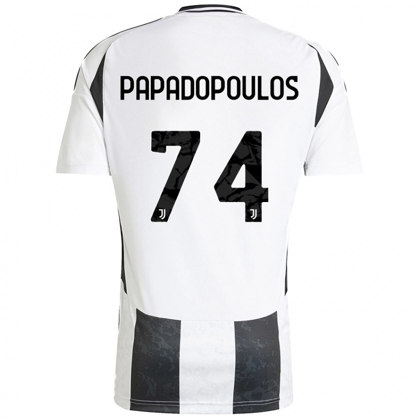 Gyermek Christos Papadopoulos #74 Fehér Fekete Hazai Jersey 2024/25 Mez Póló Ing