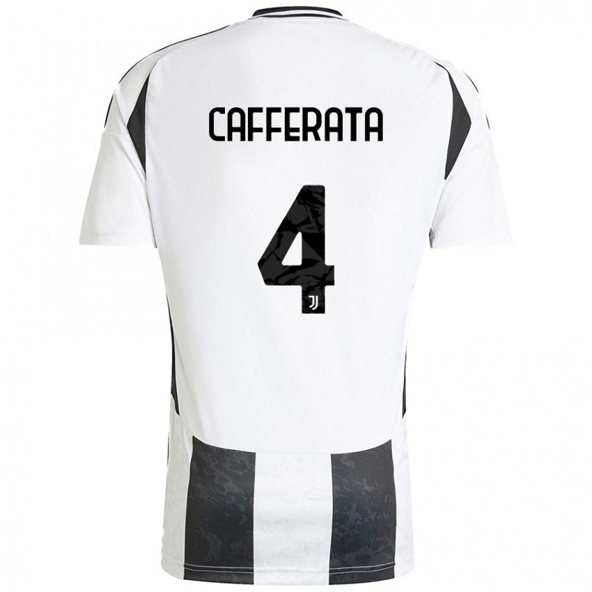 Gyermek Federica Cafferata #4 Fehér Fekete Hazai Jersey 2024/25 Mez Póló Ing