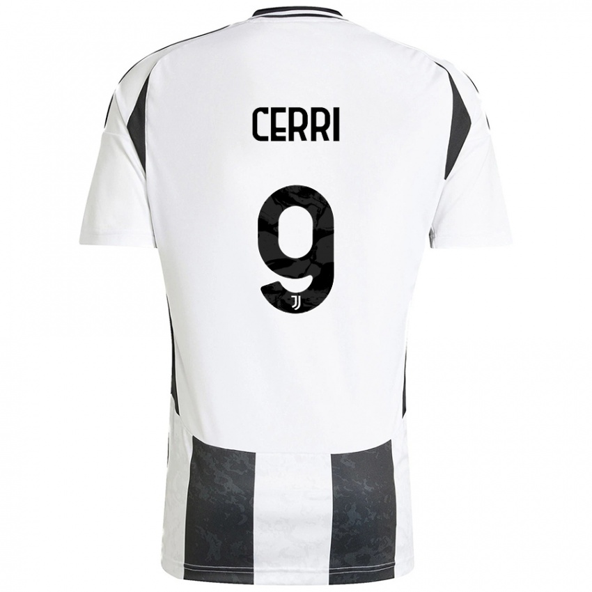 Gyermek Leonardo Cerri #9 Fehér Fekete Hazai Jersey 2024/25 Mez Póló Ing