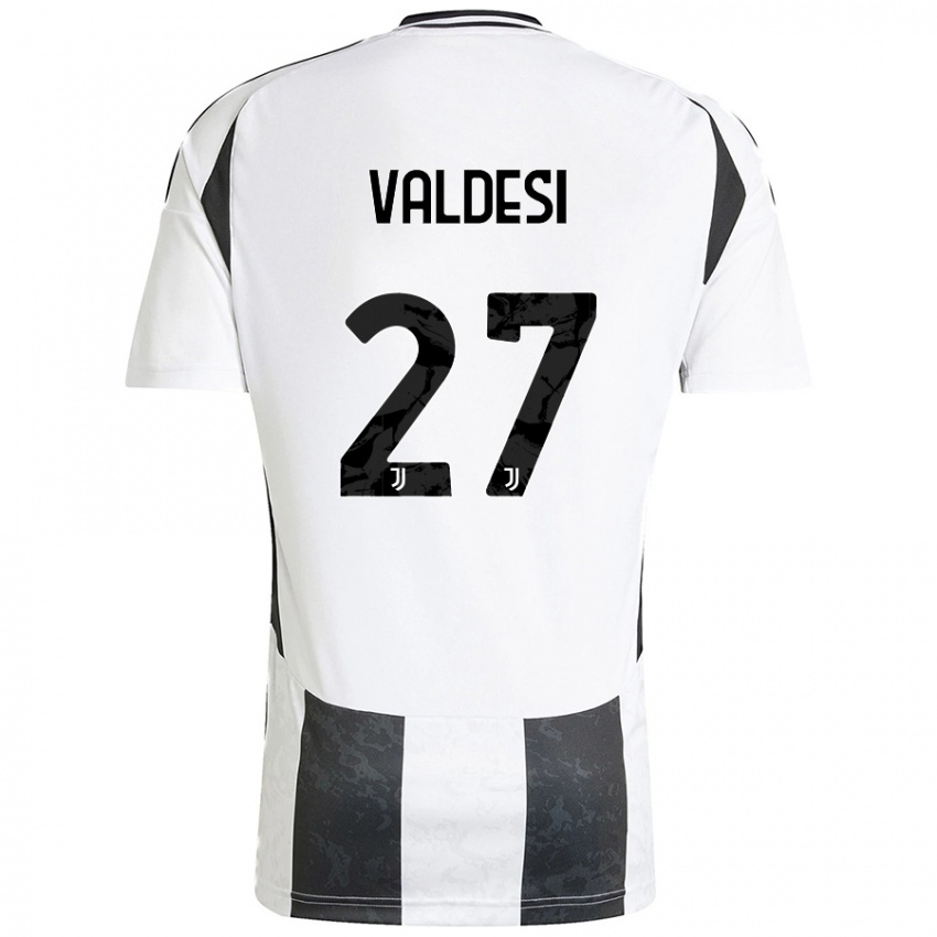 Gyermek Andrea Valdesi #27 Fehér Fekete Hazai Jersey 2024/25 Mez Póló Ing