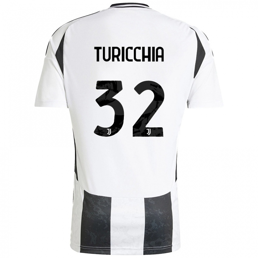 Gyermek Riccardo Turicchia #32 Fehér Fekete Hazai Jersey 2024/25 Mez Póló Ing