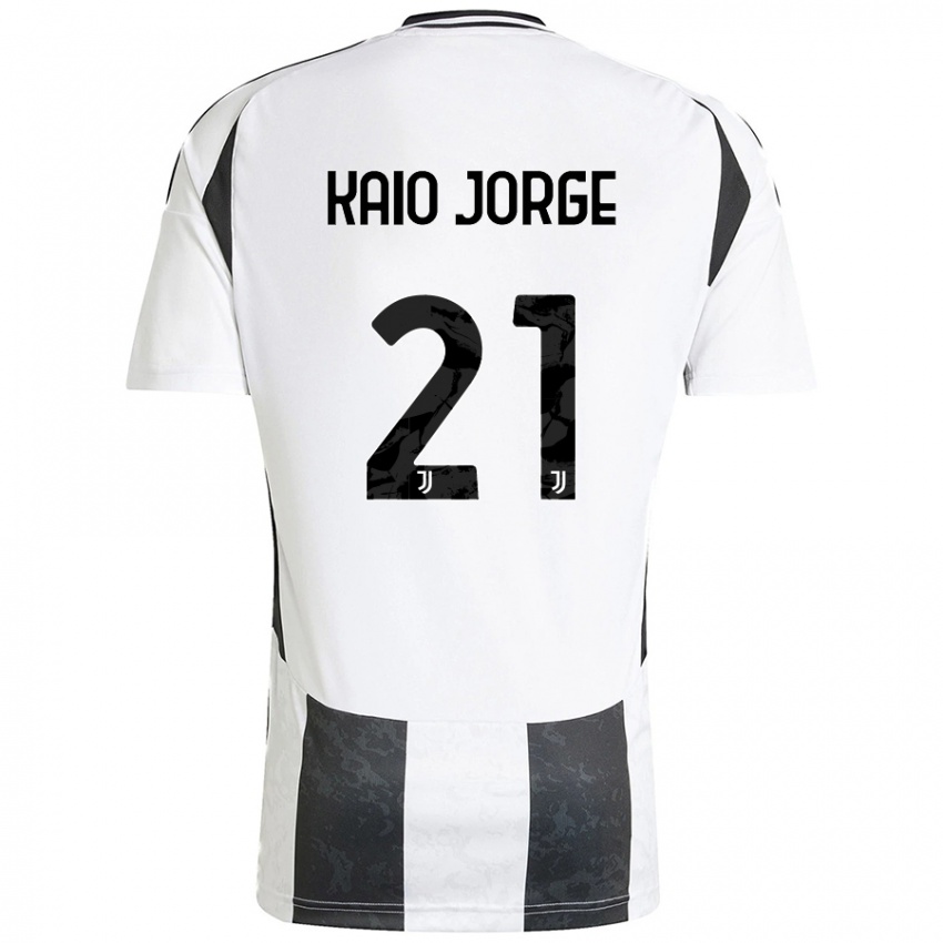 Gyermek Kaio Jorge #21 Fehér Fekete Hazai Jersey 2024/25 Mez Póló Ing