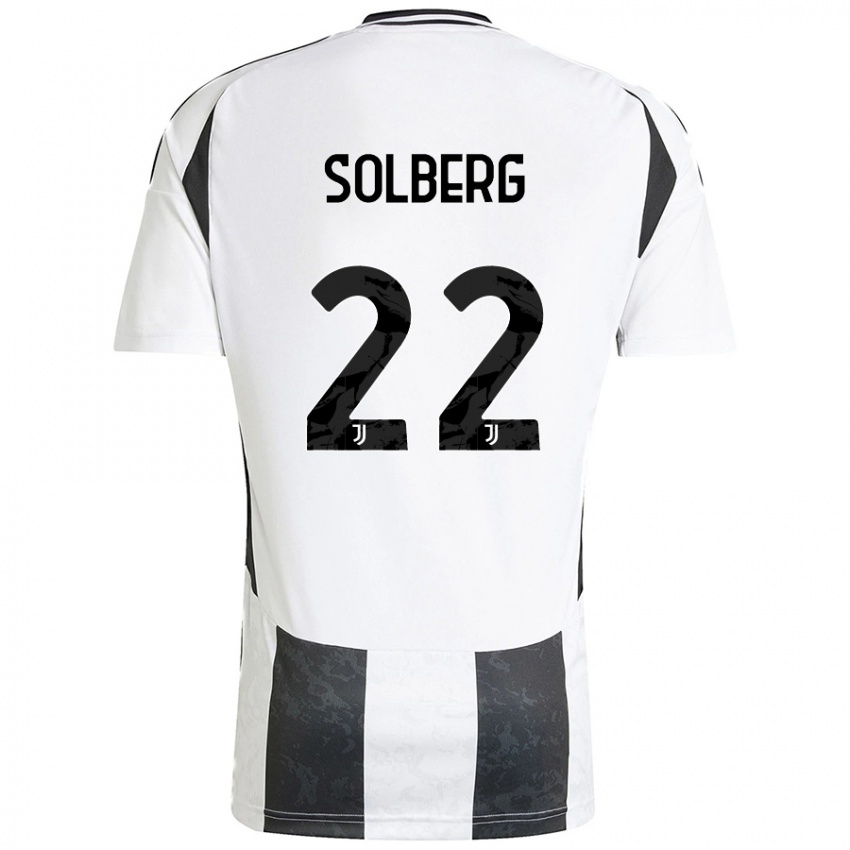 Gyermek Elias Solberg #22 Fehér Fekete Hazai Jersey 2024/25 Mez Póló Ing