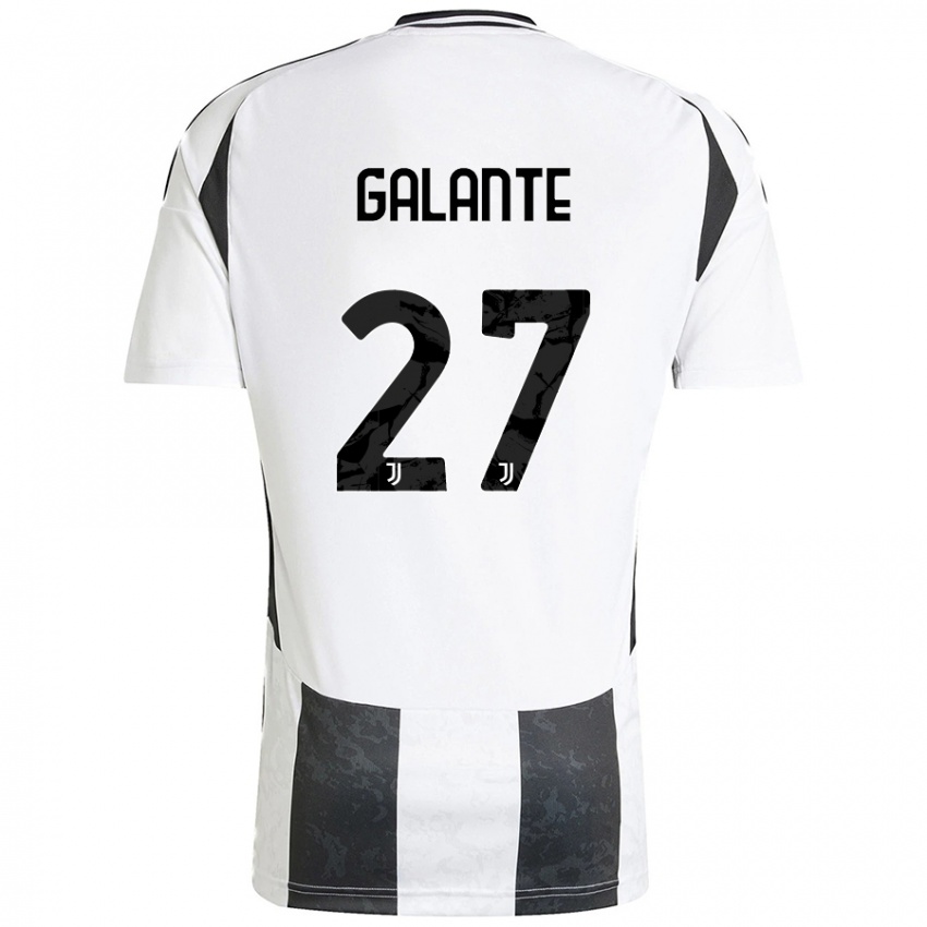 Gyermek Tommaso Galante #27 Fehér Fekete Hazai Jersey 2024/25 Mez Póló Ing