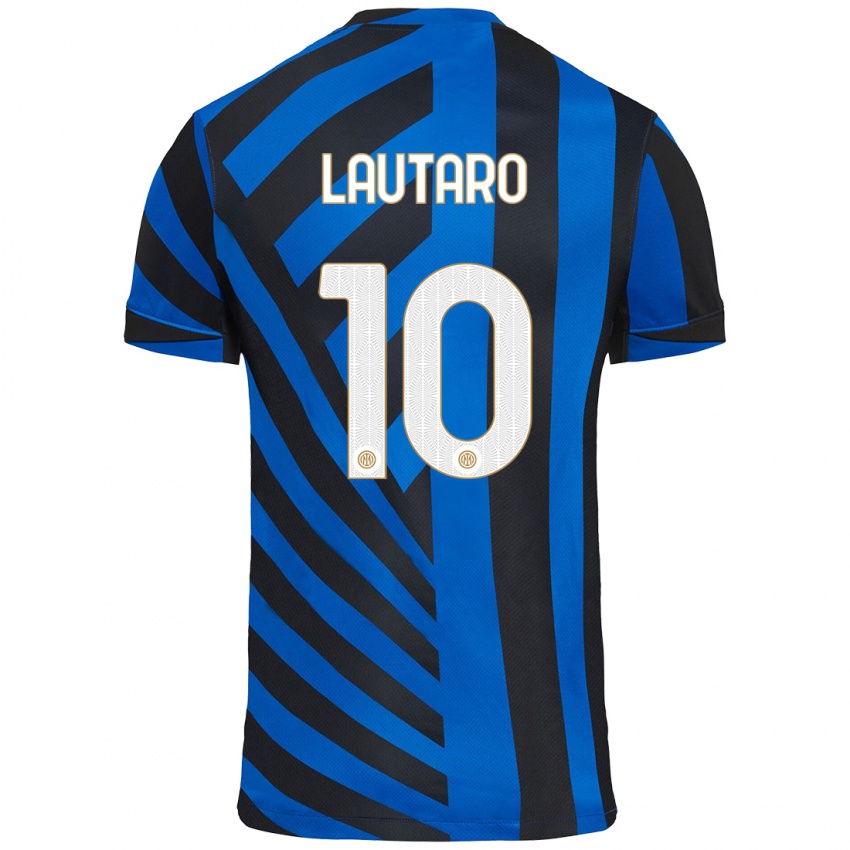 Gyermek Lautaro Martinez #10 Kék Fekete Hazai Jersey 2024/25 Mez Póló Ing