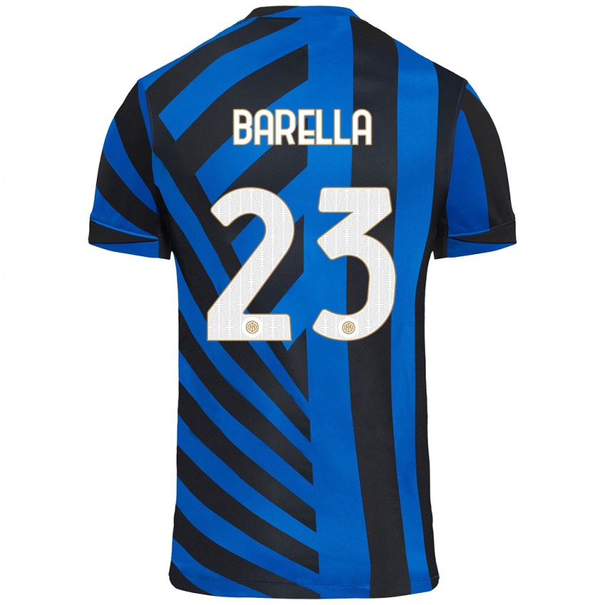 Gyermek Nicolo Barella #23 Kék Fekete Hazai Jersey 2024/25 Mez Póló Ing