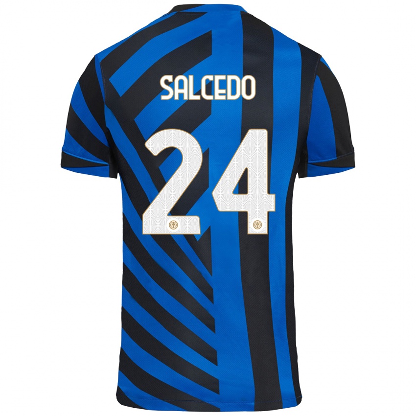 Gyermek Eddie Salcedo #24 Kék Fekete Hazai Jersey 2024/25 Mez Póló Ing