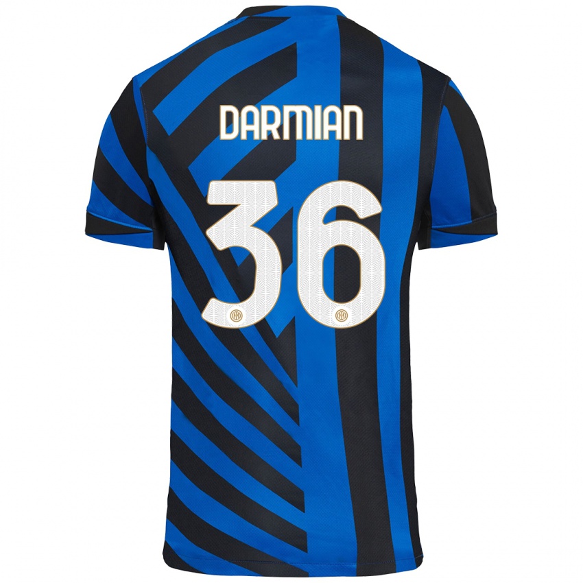 Gyermek Matteo Darmian #36 Kék Fekete Hazai Jersey 2024/25 Mez Póló Ing