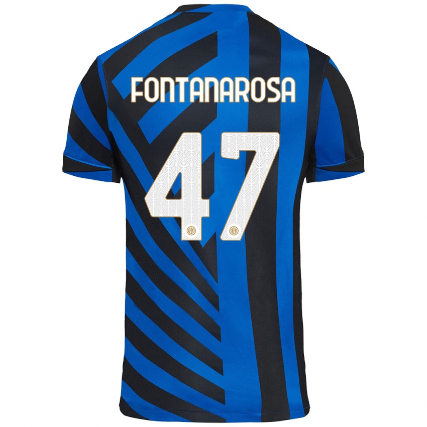 Gyermek Alessandro Fontanarosa #47 Kék Fekete Hazai Jersey 2024/25 Mez Póló Ing