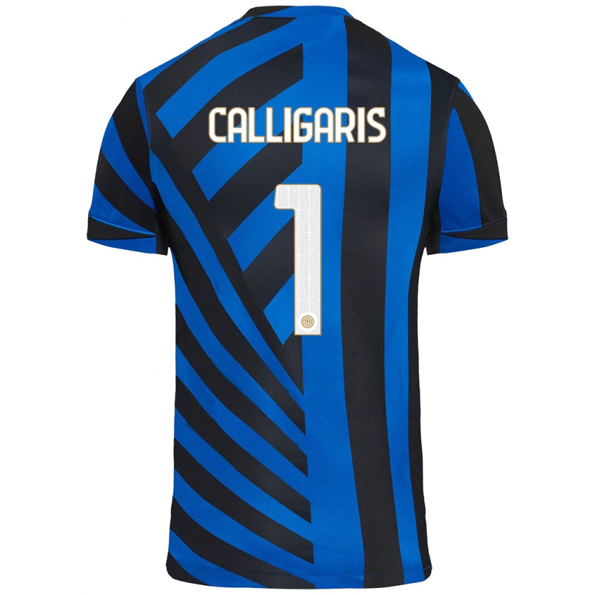 Gyermek Alessandro Calligaris #1 Kék Fekete Hazai Jersey 2024/25 Mez Póló Ing