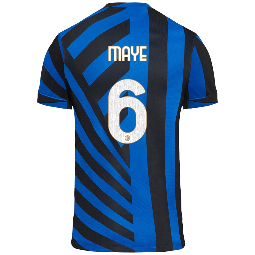 Gyermek Yvan Maye #6 Kék Fekete Hazai Jersey 2024/25 Mez Póló Ing