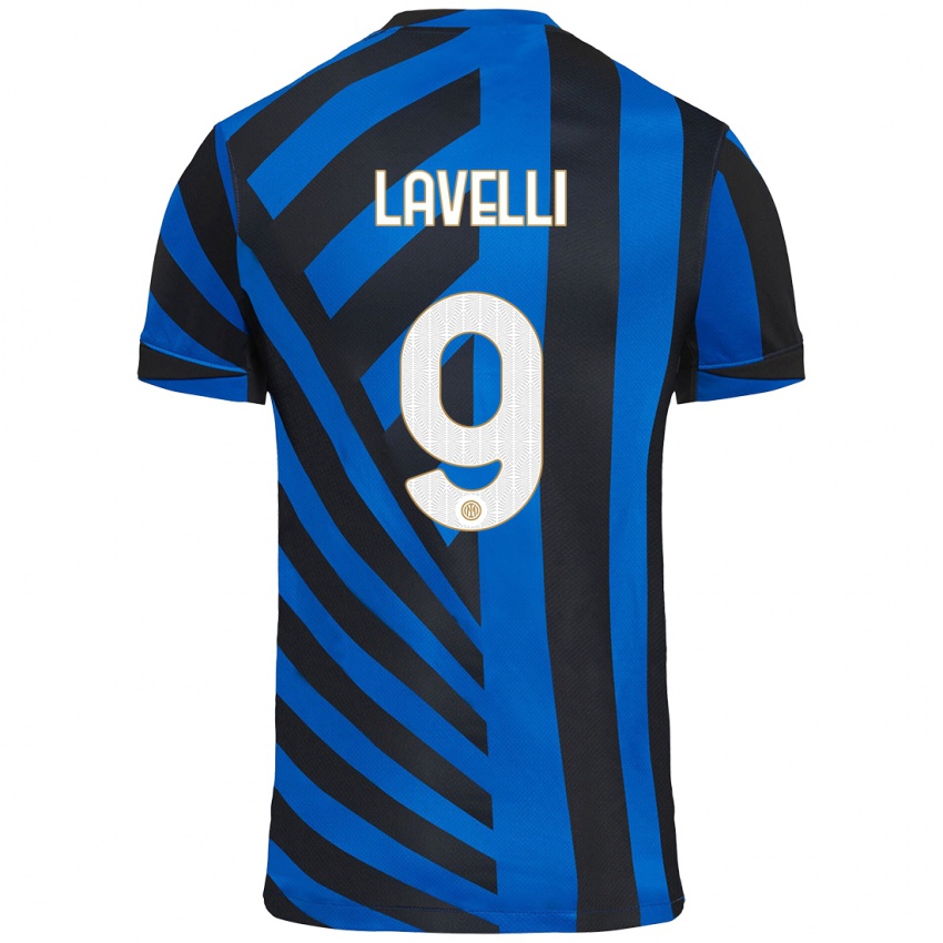 Gyermek Matteo Lavelli #9 Kék Fekete Hazai Jersey 2024/25 Mez Póló Ing