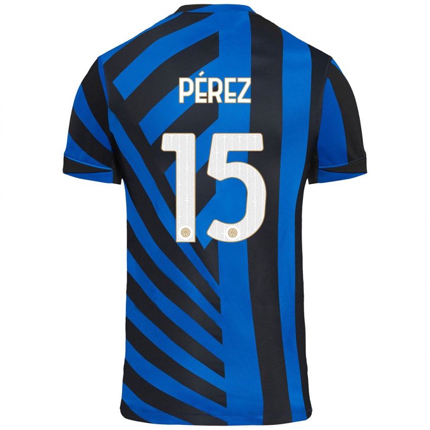 Gyermek Álex Pérez #15 Kék Fekete Hazai Jersey 2024/25 Mez Póló Ing