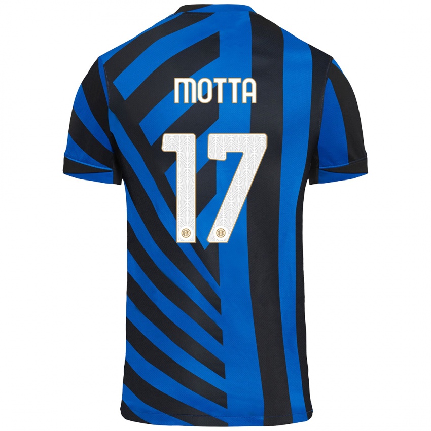 Gyermek Matteo Motta #17 Kék Fekete Hazai Jersey 2024/25 Mez Póló Ing