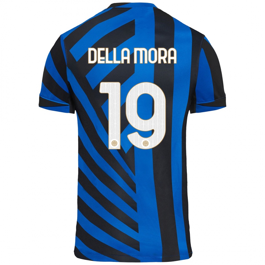 Gyermek Tommaso Della Mora #19 Kék Fekete Hazai Jersey 2024/25 Mez Póló Ing