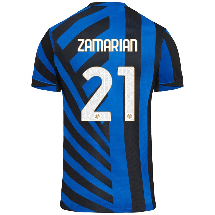 Gyermek Matteo Zamarian #21 Kék Fekete Hazai Jersey 2024/25 Mez Póló Ing