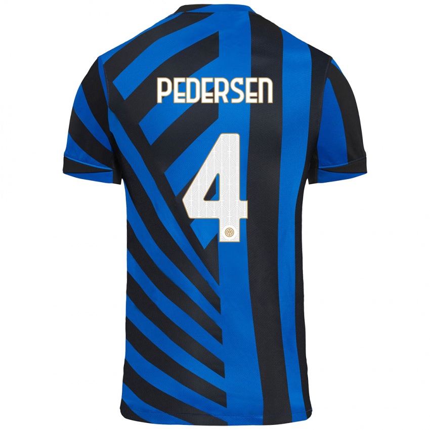 Gyermek Sofie Junge Pedersen #4 Kék Fekete Hazai Jersey 2024/25 Mez Póló Ing