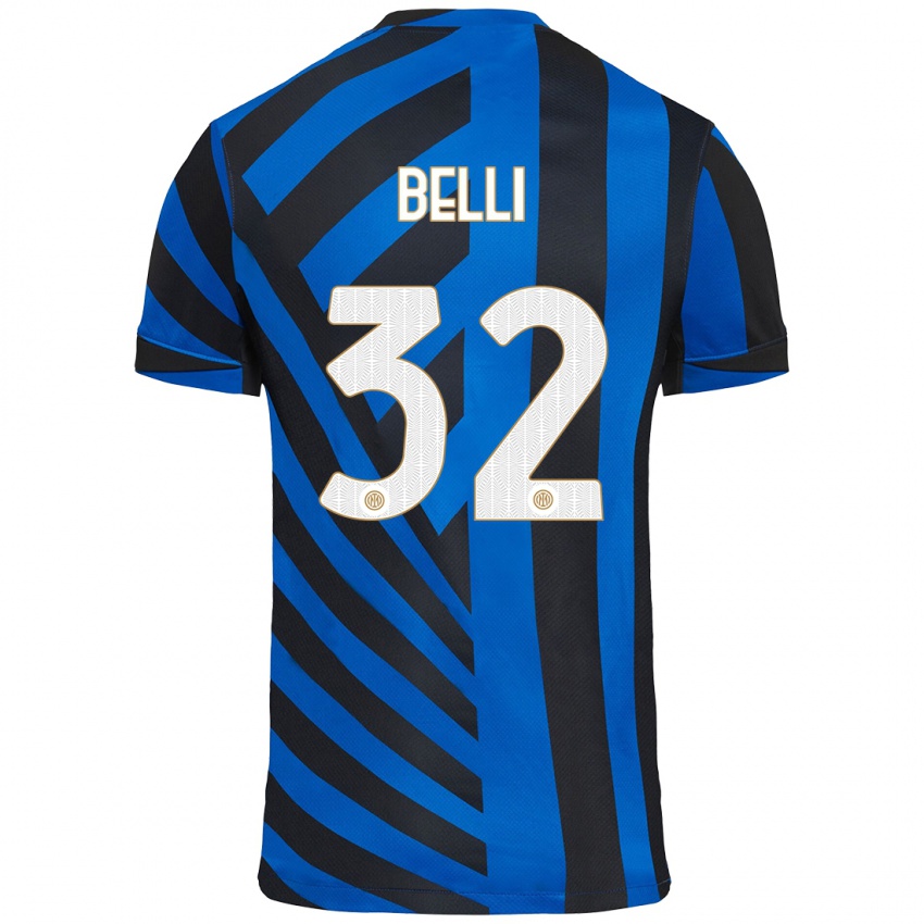 Gyermek Elena Belli #32 Kék Fekete Hazai Jersey 2024/25 Mez Póló Ing