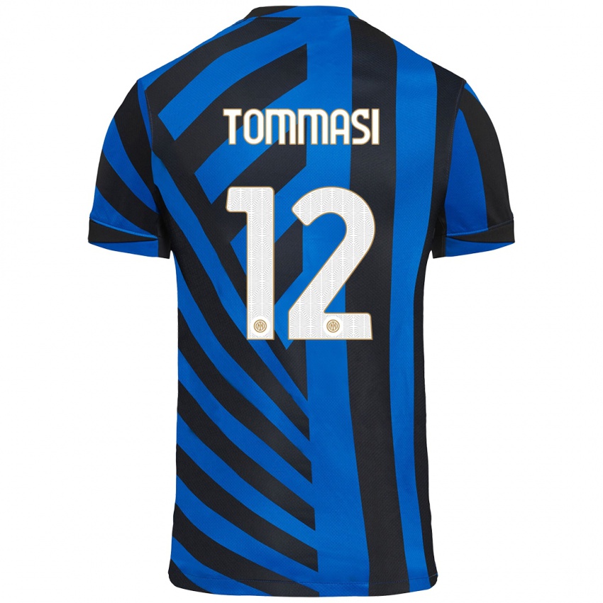 Gyermek Francesco Tommasi #12 Kék Fekete Hazai Jersey 2024/25 Mez Póló Ing