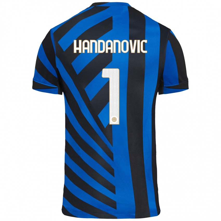 Gyermek Samir Handanovic #1 Kék Fekete Hazai Jersey 2024/25 Mez Póló Ing