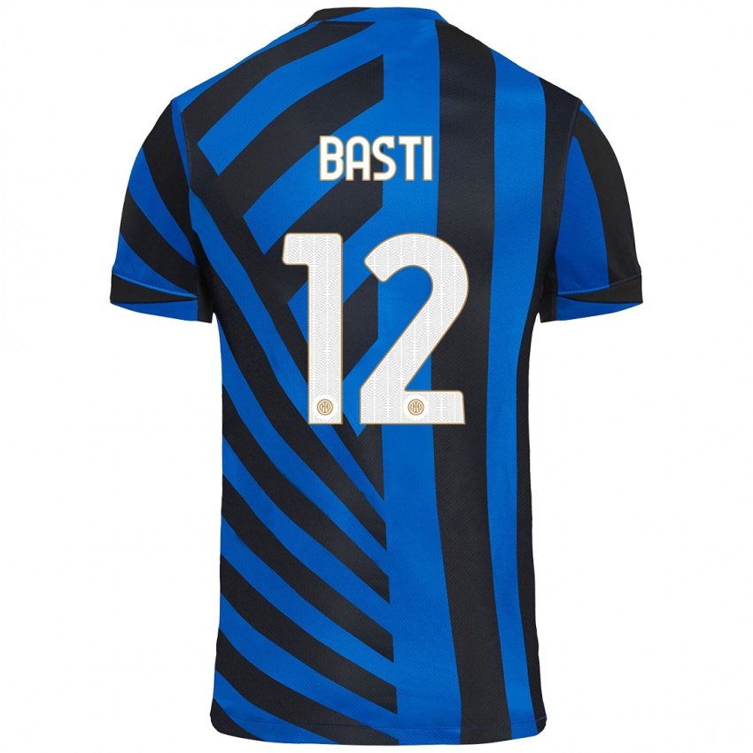 Gyermek Matteo Basti #12 Kék Fekete Hazai Jersey 2024/25 Mez Póló Ing