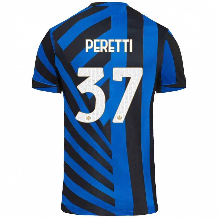 Gyermek Lorenzo Peretti #37 Kék Fekete Hazai Jersey 2024/25 Mez Póló Ing