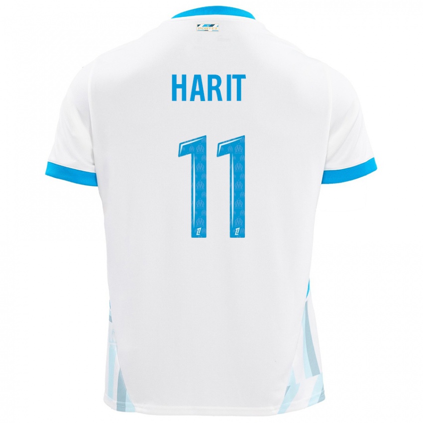 Gyermek Amine Harit #11 Fehér Ég Kék Hazai Jersey 2024/25 Mez Póló Ing